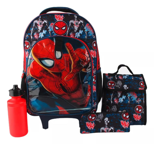 Mochila Lonchera Estuche Botella Spiderman